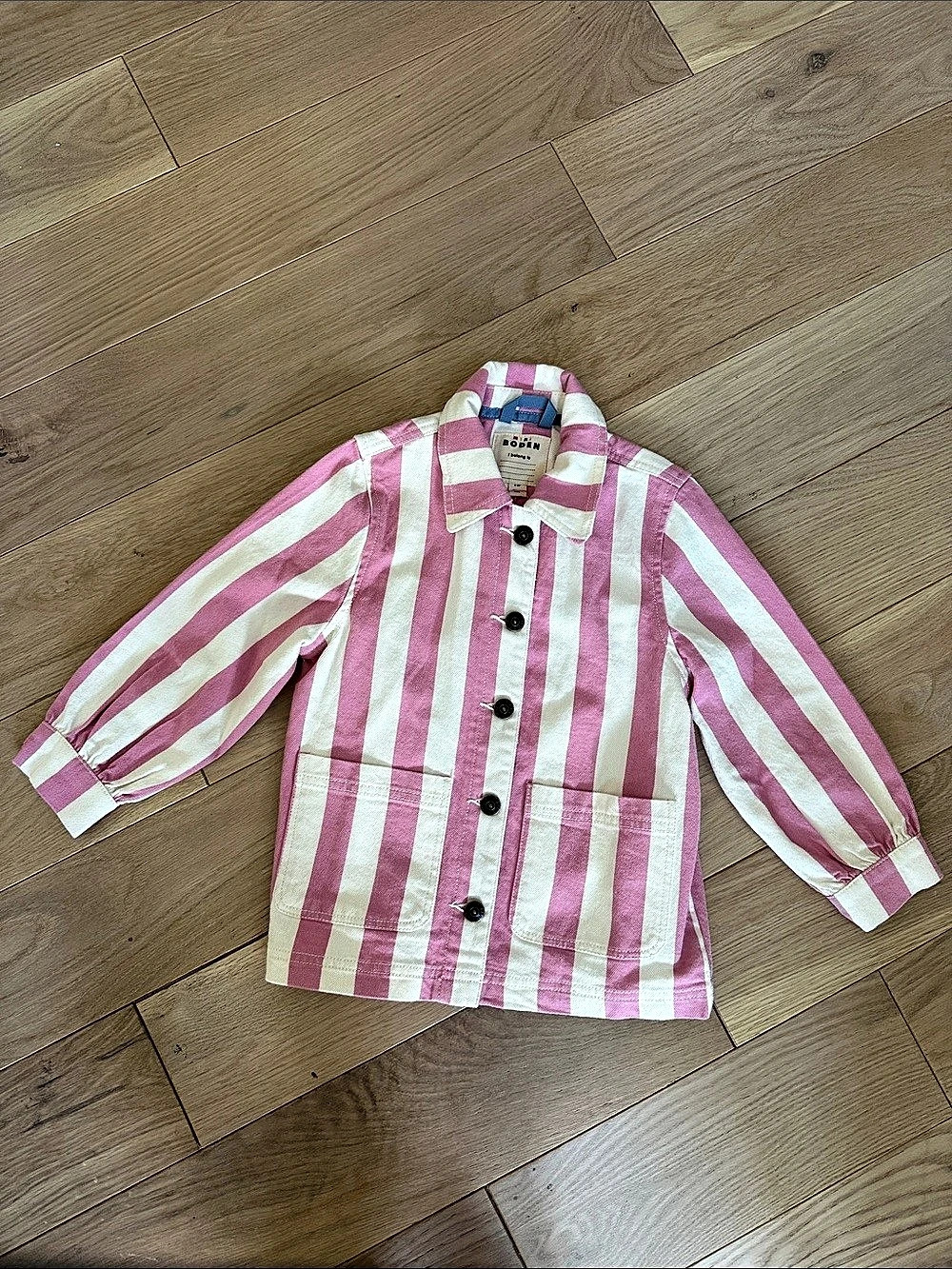 Boden Girls' Striped Jacket Pink & White Size 4-5Y NWT